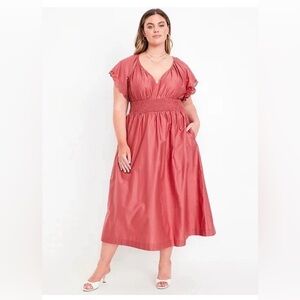 Old Navy Waist Defined midi dress in mauve rose size XL